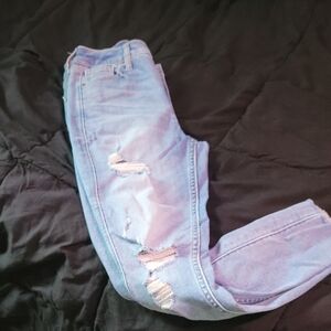 Women's Light Blue Distressed Jeans